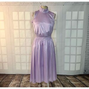 Nanette Lapore lavender satin high neck smocked Dress Size 4